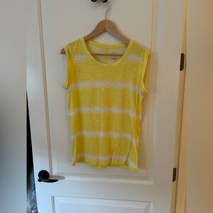 Banana Republic “Malibu Tee” Yellow and White Striped sleeveless Tank Top